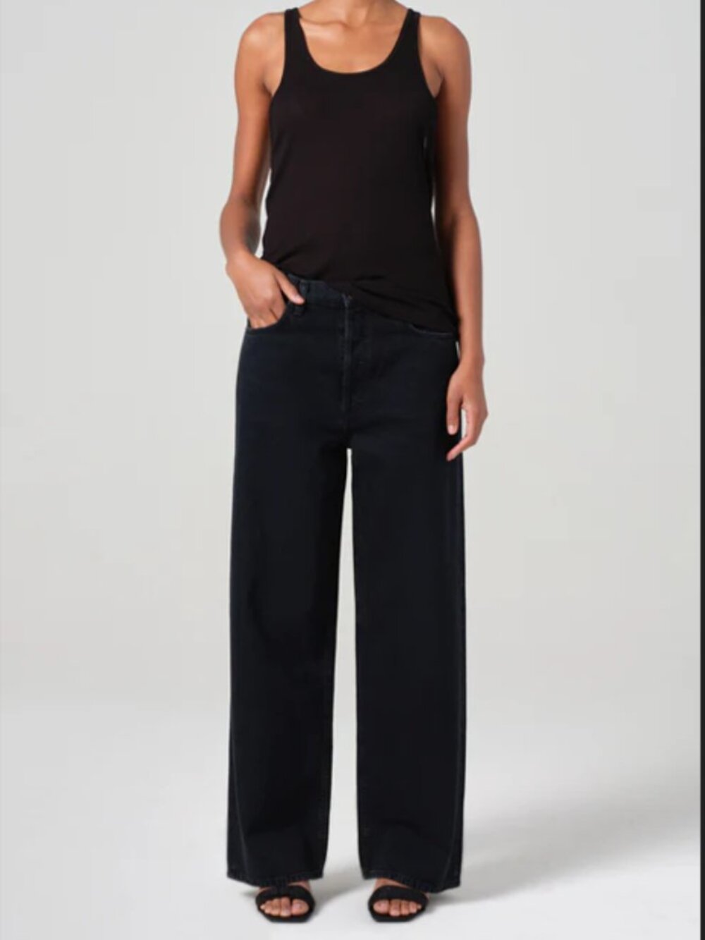 AGOLDE Low Slung Baggy Straight Jeans in Black Size 27